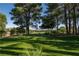 Expansive backyard featuring a well-manicured lawn, mature trees, and scenic views at 1925 Grey Eagle St, Henderson, NV 89074