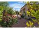 Charming backyard featuring roses, stone ground cover, and a tranquil outdoor space at 2554 Braehead Ln, Henderson, NV 89044