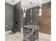 Modern powder room featuring grey color palette, vessel sinks and geometric mirror at 3 Horseshoe Rock Ct, Henderson, NV 89012