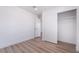 Clean bedroom featuring closet and new flooring, offering ample storage and a modern aesthetic at 3937 S Torrey Pines Dr, Las Vegas, NV 89103