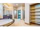Elegant bathroom featuring a walk-in shower, soaking tub, and spacious storage at 524 Blanche Ct, Henderson, NV 89052