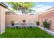 Charming backyard with green turf, seating, and a mature shade tree at 601 Bear Grass St, Las Vegas, NV 89144