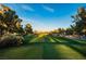Expansive golf course fairway surrounded by mature trees, offering a scenic and challenging experience at 695 Orbiter Ln, Las Vegas, NV 89148