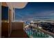 Relax and enjoy nighttime city skyline views from the comfort of your private balcony at 135 E Harmon Ave # 3620, Las Vegas, NV 89109
