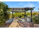 Outdoor kitchen and dining area, featuring a built-in grill, bar, and comfortable seating for entertaining at 22 Anthem Pointe Ct, Henderson, NV 89052