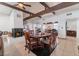Elegant dining area with a large wooden table and cozy fireplace at 304 S Crestline Dr, Las Vegas, NV 89107