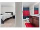 Features a bathroom with a decorative shower curtain and vanity with great cabinet space at 5185 Indian River Dr # 229, Las Vegas, NV 89103