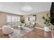 Bright living room with hardwood floors, a neutral color palette, and modern decor at 7604 Charles Conrad Cir, Las Vegas, NV 89145