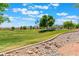 Expansive community park with lush green grass, mature trees, and a playground at 9812 Turtle Walk Ave, Las Vegas, NV 89149