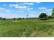 Expansive community park with lush green grass, mature trees, and a playground in the distance at 9812 Turtle Walk Ave, Las Vegas, NV 89149