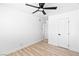 Spacious bedroom with ceiling fan, modern flooring, and neutral paint at 1020 Baker Ave, Las Vegas, NV 89108