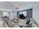Bright open-concept living room with a large sectional couch and media center at 358 Badinerie St, Henderson, NV 89011