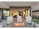 Relaxing patio area with plush seating, fire pit, and seamless indoor/outdoor flow at 36 Lakefront Dr, Henderson, NV 89011