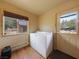 Functional laundry room with washer and dryer and a window view to the outdoors at 855 E Ponderosa Rd, Mammoth Creek, UT 84735