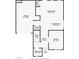 Detailed first-floor floor plan highlighting the layout of the living room, kitchen, and garage at 9100 Balcony Trellis Ave, Las Vegas, NV 89149