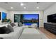 Light filled living room with white furniture and a view of the pool at 940 Viscanio Pl, Las Vegas, NV 89138