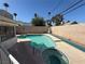 Private backyard pool and spa featuring mature palm trees and sunny exposure at , Las Vegas, NV 89121