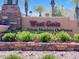Attractive stone monument sign for West Gate Private Members Clubhouse with colorful landscape and brickwork at , Las Vegas, NV 89135