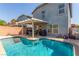 Backyard pool area with patio, perfect for relaxing and outdoor entertaining at 11739 Village Arbor St, Las Vegas, NV 89183