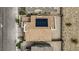 Overhead aerial view of modern home with desert landscaping, solar panels, and a private, fenced backyard at 12123 Glentana View St, Las Vegas, NV 89138