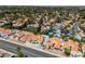 An aerial view showing homes in a residential area featuring well-maintained streets and desert landscaping at 2712 Sidonia Ave, Las Vegas, NV 89102