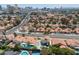 Neighborhood aerial view featuring backyard pools, mature landscaping, and red-tiled roofs at 2712 Sidonia Ave, Las Vegas, NV 89102