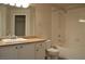 Bright bathroom with a bathtub, white vanity and new fixtures at 2900 Sunridge Heights Pkwy # 1733, Henderson, NV 89052
