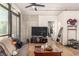 Comfortable living room with ample natural light, hardwood floors, and contemporary design at 353 E Bonneville Ave # 632, Las Vegas, NV 89101