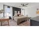 Stylish main bedroom with a king bed, modern decor, neutral tones, and ample natural light, creating a relaxing retreat at 6848 Calvitero St, Las Vegas, NV 89149