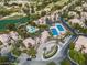 Aerial view of luxury homes with swimming pools, tennis courts, and mature landscaping at 2050 W Warm Springs Rd # 2822, Henderson, NV 89014
