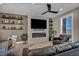 Comfortable living room with an electric fireplace and modern furniture at 460 Pear Lake St, Las Vegas, NV 89138
