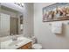 Cozy bathroom showcasing a single sink vanity and neutral wall art at 10553 Pine Pointe Ave # 203, Las Vegas, NV 89144