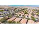 An aerial view of a home in a suburban neighborhood in a desert climate at 11079 Zampino St, Las Vegas, NV 89141
