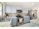 Close-up view of kitchen showcases stainless steel appliances and backsplash at 11079 Zampino St, Las Vegas, NV 89141