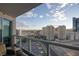 Balcony with a beautiful view overlooking the Vegas Strip and city skyline, with seating area at 222 Karen Ave # 3104, Las Vegas, NV 89109