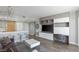 Contemporary living area with breakfast bar, modern furnishings, built-in storage, and adjacent desk area at 222 Karen Ave # 3104, Las Vegas, NV 89109
