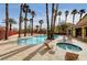 Resort style pool and spa surrounded by meticulously maintained grounds and majestic palm trees at 2300 E Silverado Ranch Blvd # 1123, Las Vegas, NV 89183