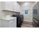 Well-organized laundry room with white cabinets, modern appliances, and ample countertop space at 3000 Dusky Willow Ln, Las Vegas, NV 89138
