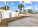 Backyard with desert landscaping, storage shed, concrete patio and block wall at 5035 Meadow Grove Ct, Las Vegas, NV 89120