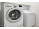 The laundry room includes a modern washing machine and dryer at 6868 Sky Pointe Dr # 1122, Las Vegas, NV 89131