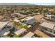 Aerial view displays the modern residence with an in-ground pool, a sauna, and beautifully landscaped grounds at 7385 Heron Canyon Ct, Las Vegas, NV 89117