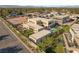An aerial view displays a modern estate with a pool, sleek design, and manicured grounds in a suburban setting at 7385 Heron Canyon Ct, Las Vegas, NV 89117