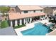 Aerial view of the property showcasing the pool, patio, and backyard at 7569 Shadow Estates Way, Las Vegas, NV 89113