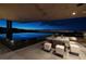 Luxury outdoor space featuring an infinity pool, dining area, and panoramic city views at twilight at 811 Magnum Cliff Ct, Henderson, NV 89012