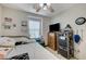 Bedroom featuring a ceiling fan, bright window, and standard closet at 8783 Halcon Ave, Las Vegas, NV 89148