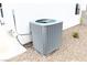 Image of the home's HVAC unit surrounded by desert landscaping at 128 Golf Course St, Las Vegas, NV 89145