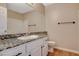 Bathroom with a single sink, granite countertop, and a shower over the tub at 1800 Summit Pointe Dr, Las Vegas, NV 89117