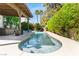 Inviting pool with a waterfall feature, surrounded by lush greenery and a covered patio at 2017 Plaza De Cielo, Las Vegas, NV 89102