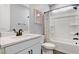 Bathroom showcasing a vanity with a white countertop and a shower-tub combination with modern fixtures at 2115 Noble Perch St, Las Vegas, NV 89138