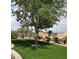 Lush backyard featuring well-manicured artificial lawn and manicured landscaping around the perimeter at 2708 Hope Forest Dr, Las Vegas, NV 89134